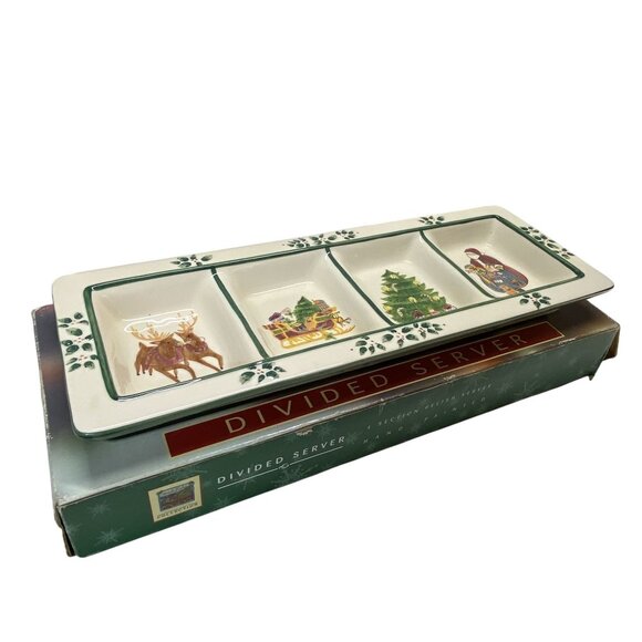 Susan Winget Divided Christmas Server Sleigh Ride Collection Holiday Platter - Picture 2 of 6